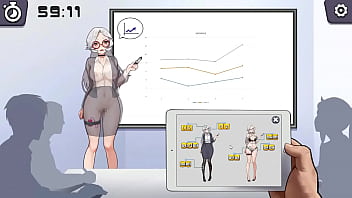 Silver haired woman hentai using a electro-hitachi in a public lecture new hentai gameplay